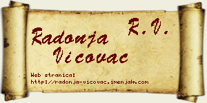 Radonja Vićovac vizit kartica